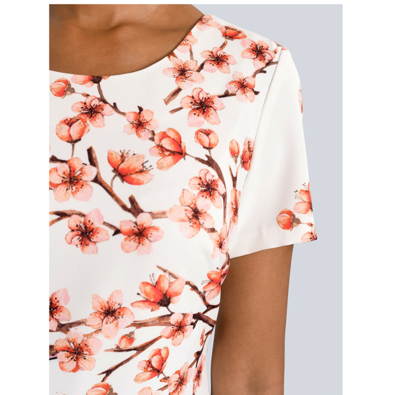 Alba Moda kleit valge korallitrükiga