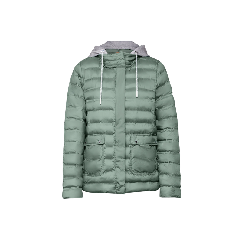 Street One kerge roheline kapuutsiga tepitud jope