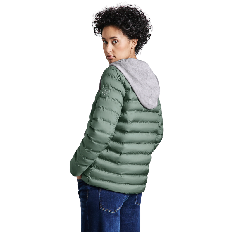 Street One kerge roheline kapuutsiga tepitud jope