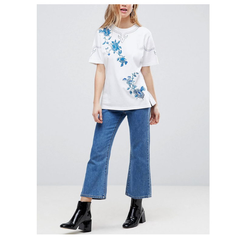 Puuvillane pluus tikitud lillemustriga firmalt Asos