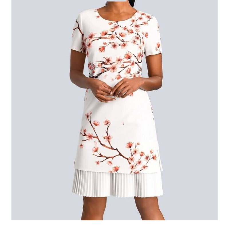 Alba Moda kleit valge korallitrükiga