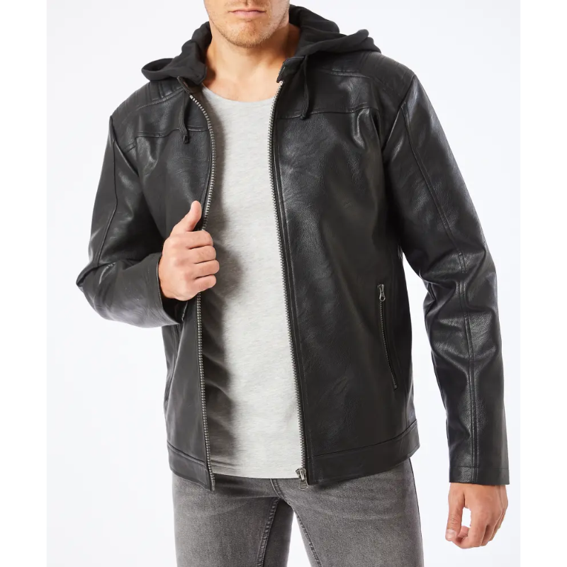 Kunstnahast jakk eemaldatava kapuutsiga