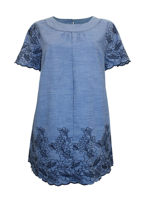 Puuvillane tikitud lilledega tuunika