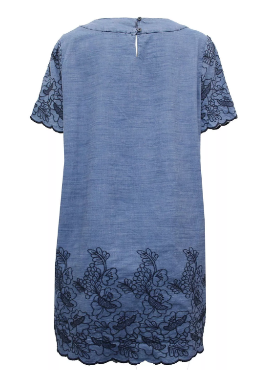 Puuvillane tikitud lilledega tuunika